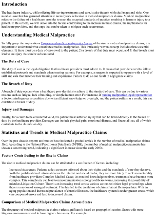 Analyzing the Rise in Medical Malpractice Claims