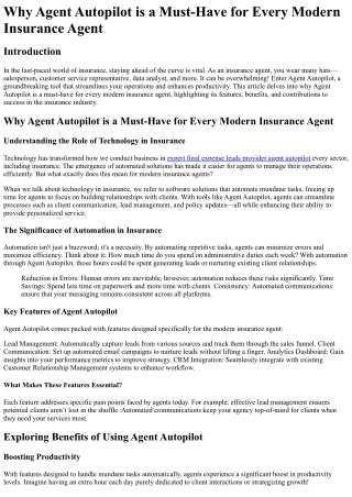 why agent autopilot is a must have for every