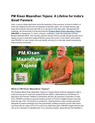 PM Kisan Maandhan Yojana_ A Lifeline for India’s Small Farmers