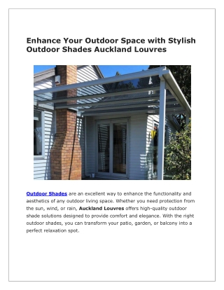 Enhance Your Outdoor Space with Stylish Outdoor Shades – Auckland Louvres