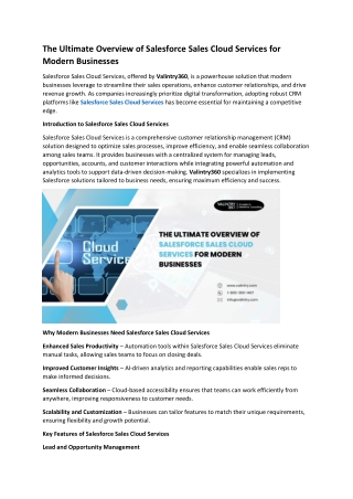 The Ultimate Overview of Salesforce Sales Cloud Services for Modern Businesses