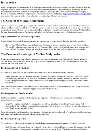 The Psychology of Medical Malpractice: Understanding the Parties Involved