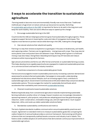 5 ways to accelerate the transition to sustainable agriculture