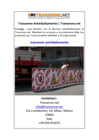 Transenne Antiribaltamento Transenne.net