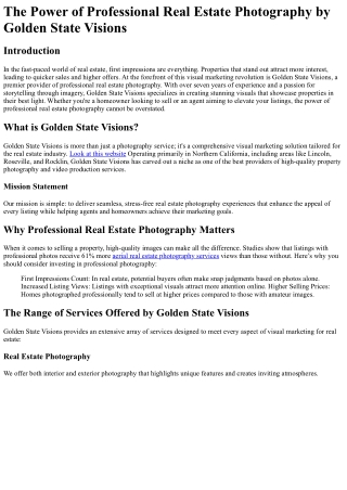 The Power of Professional Real Estate Photography by Golden State Visions