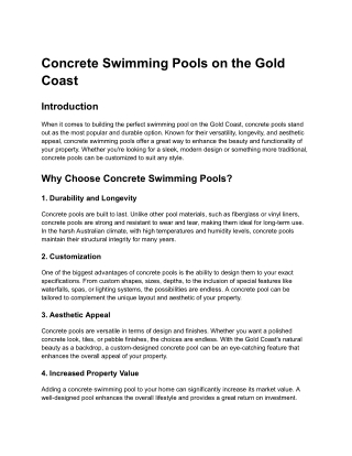 Build Your Dream Concrete Swimming Pool on the Gold Coast