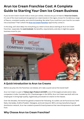 arun ice cream franchise cost a complete guide