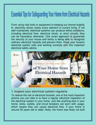 Essential Tips for Safeguarding Your Home from Electrical Hazards