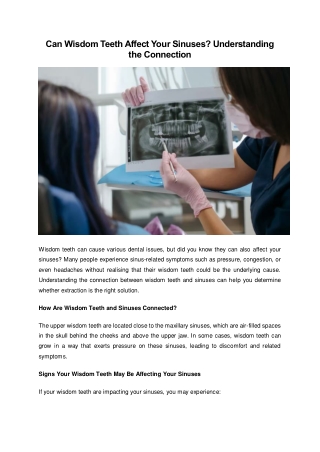 can wisdom teeth affect your sinuses