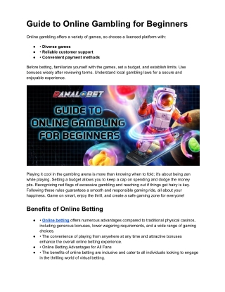 Guide to Online Gambling for Beginners