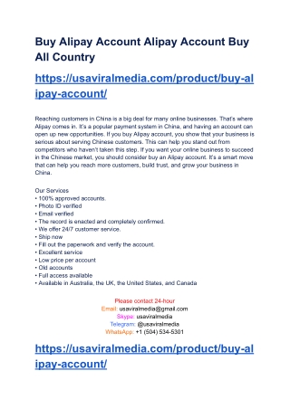 Top 10 Websites To Buy, Verified Alipay Accounts 2025