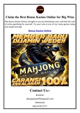 Claim the Best Bonus Kasino Online for Big Wins