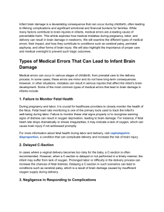 How Medical Errors Lead to Infant Brain Damage