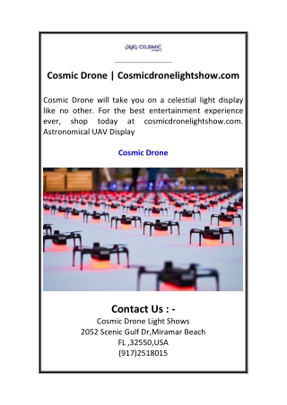 Cosmic Drone  Cosmicdronelightshow.com