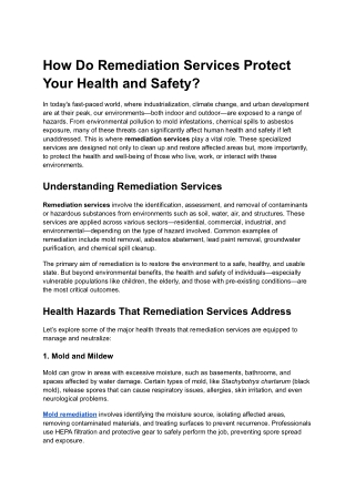 how do remediation services protect your health