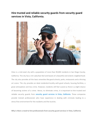 hire trusted and reliable security guards from