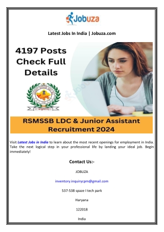 Latest Jobs In India  Jobuza.com