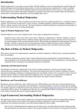 The Intersection of Ethics and Medical Malpractice