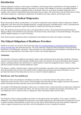 The Intersection of Ethics and Medical Malpractice