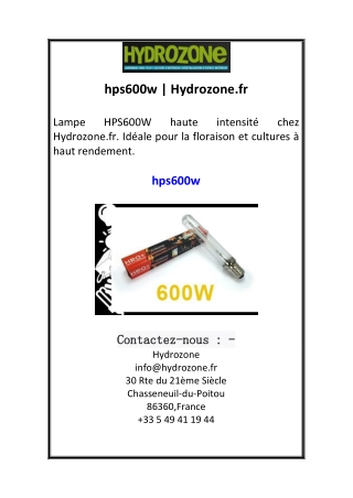 hps600w  Hydrozone.fr