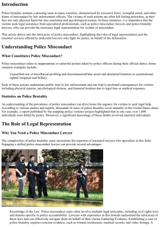 Defending the Defenseless: Legal Assistance for Victims of Police Brutality
