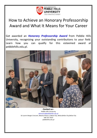 How to Achieve an Honorary Professorship Award and What It Means for Your Career