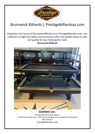 Brunswick Billiards | Prestigebilliardsaz.com