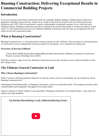 Banning Construction Delivering Exceptional Results in Commercial Building Proje
