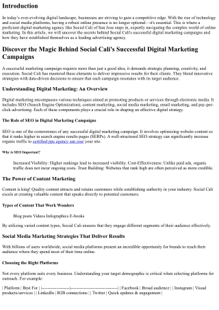 Discover the Magic Behind Social Cali's Successful Digital Marketing Campaigns