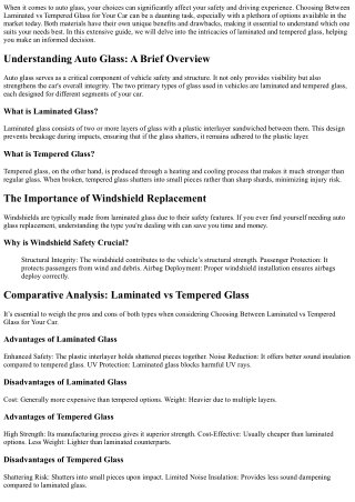 when it comes to auto glass your choices