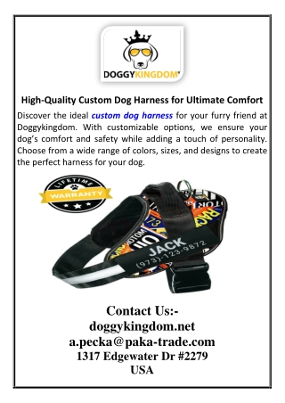 High-Quality Custom Dog Harness for Ultimate Comfort -