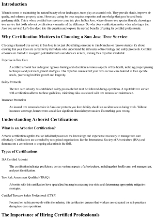 Why Certification Matters in Choosing a San Jose Tree Service