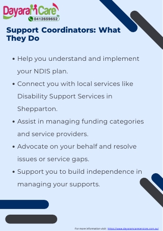 support coordinators what they do