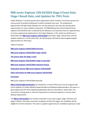 rrb junior engineer cen 03 2024 stage ii exam