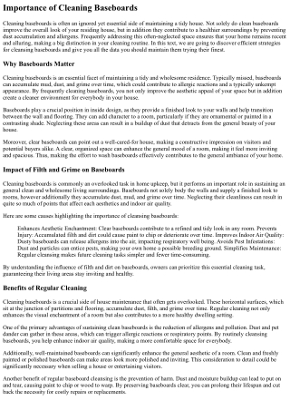 Cleaning Baseboards Effectively: What You Have To Know