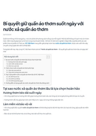 Bí quyết giữ quần áo thơm suốt ngày với nước xả quần áo thơm