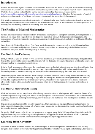 The Human Side: Stories of Resilience After Medical Malpractice