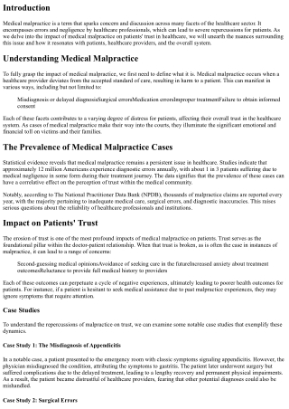 Exploring the Impact of Medical Malpractice on Patients' Trust in Healthcare