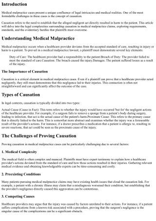 Unraveling the Legal Challenges of Proving Causation in Medical Malpractice Case