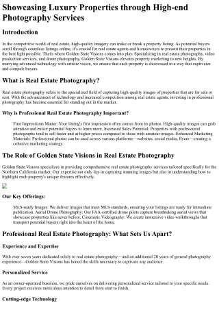 Showcasing Luxury Properties through High-end Photography Services