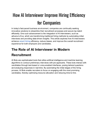 How AI Interviewer Improve Hiring Efficiency for Companies
