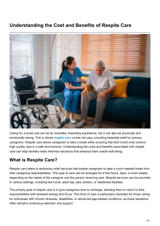 Understanding the Cost and Benefits of Respite Care