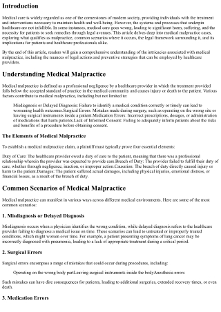 When Medical Care Goes Wrong: Examining Medical Malpractice Cases