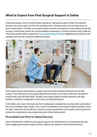 What to Expect from Post Surgical Support in Dallas