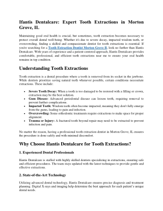Ifantis Dentalcare Expert Tooth Extractions in Morton Grove, IL