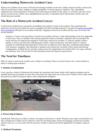 The Importance of Timely Action in Motorcycle Accident Cases