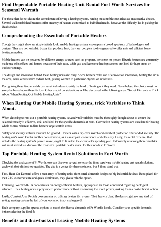 find dependable portable heating unit rental fort