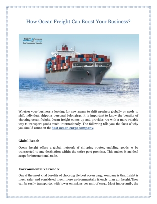 How Ocean Freight Can Boost Your Business?