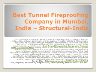 Tunnel Fireproofing Company in India – Structural-India