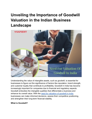 Understanding the Need for Valuation of Goodwill in India - Google Docs